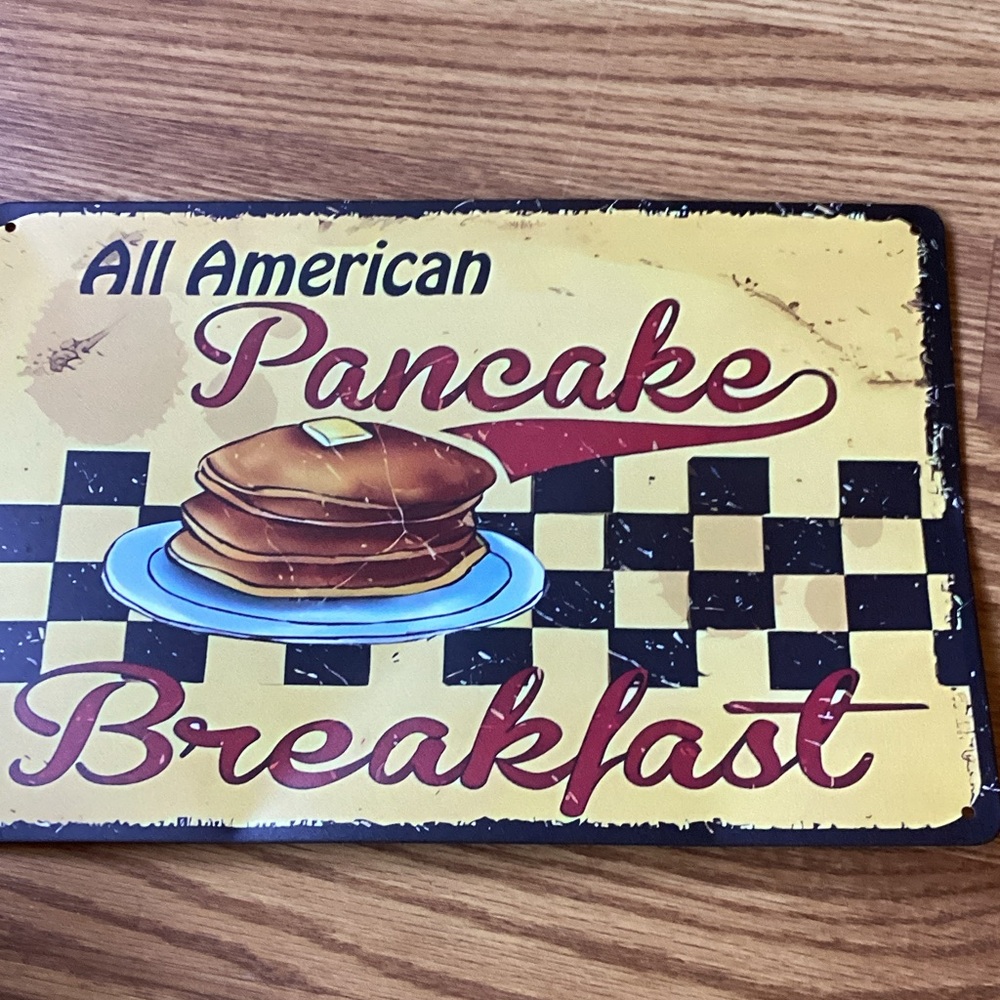 Retro Pancake Breakfast Metal Sign